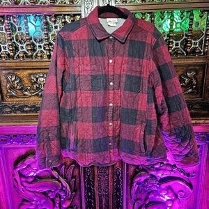 Dickies Red and Black Plaid Quilted Sweatshirt